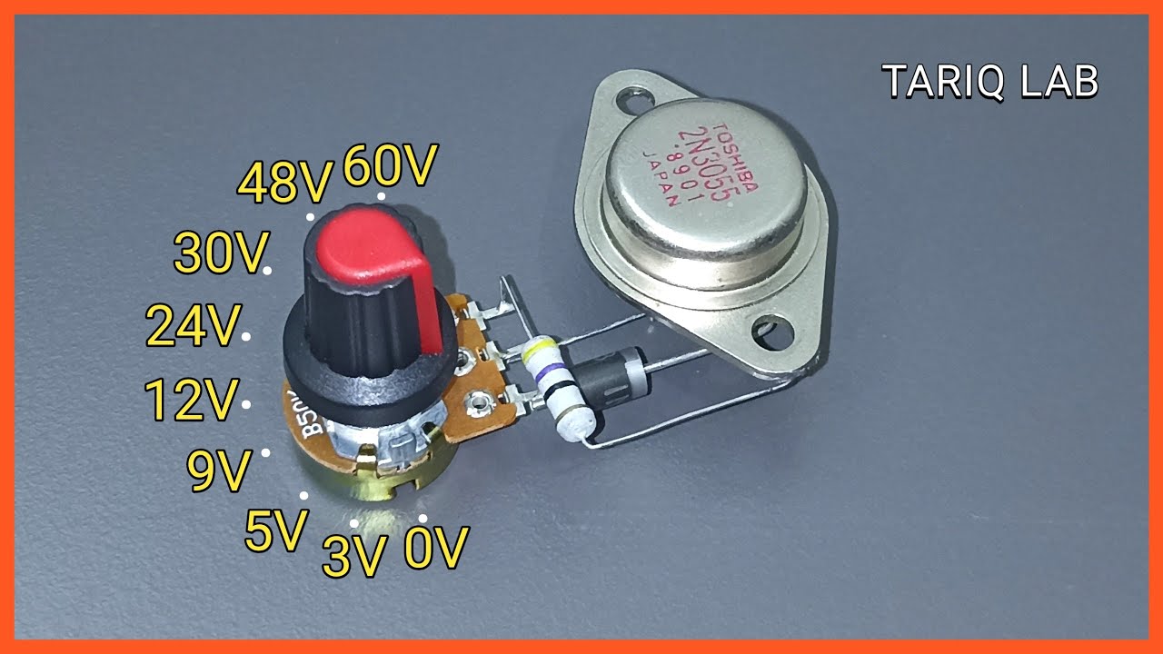 Регулируемый стабилизатор напряжения 0-60 В на основе транзистора 2N3055