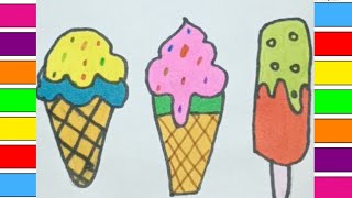 Cute Ice cream 🍨 drawing painting colouring ideas for kids