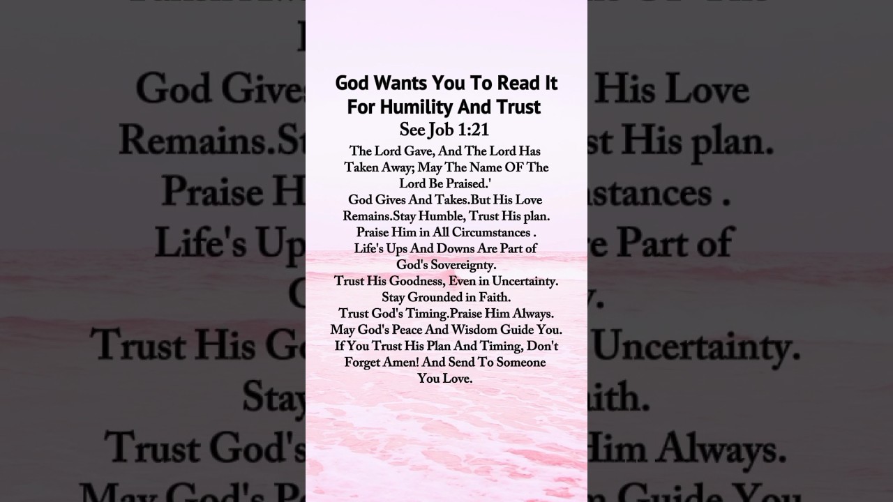God wants you to read it for humility and trust 