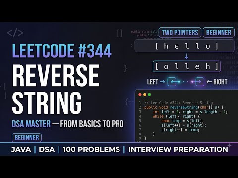 LeetCode #344 – Reverse String | Two Pointers in Java | DSA From Basics to Pro 🚀