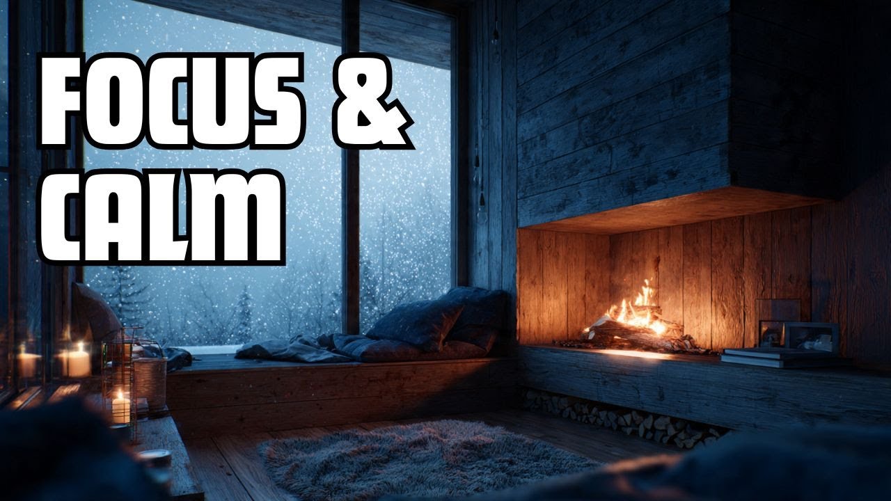 Cozy Piano LIVE ❄️ Fireplace & Snow Cabin Ambience (Focus • Calm • No Talking)