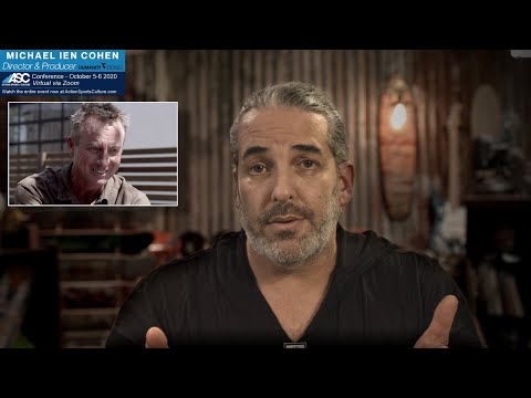 Michael Ien Cohen, Director of Humanity Stoked speaking at the 2020 Action Sports+Culture conference