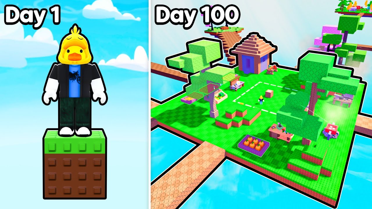 I Survived 100 Days in Roblox One Block!