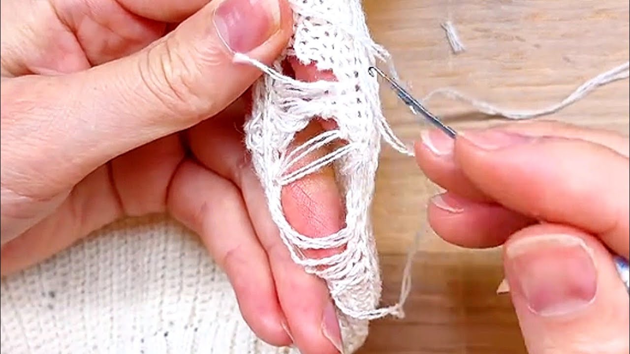 How to Invisibly Repair a Hole in a Knit Sweater at Home