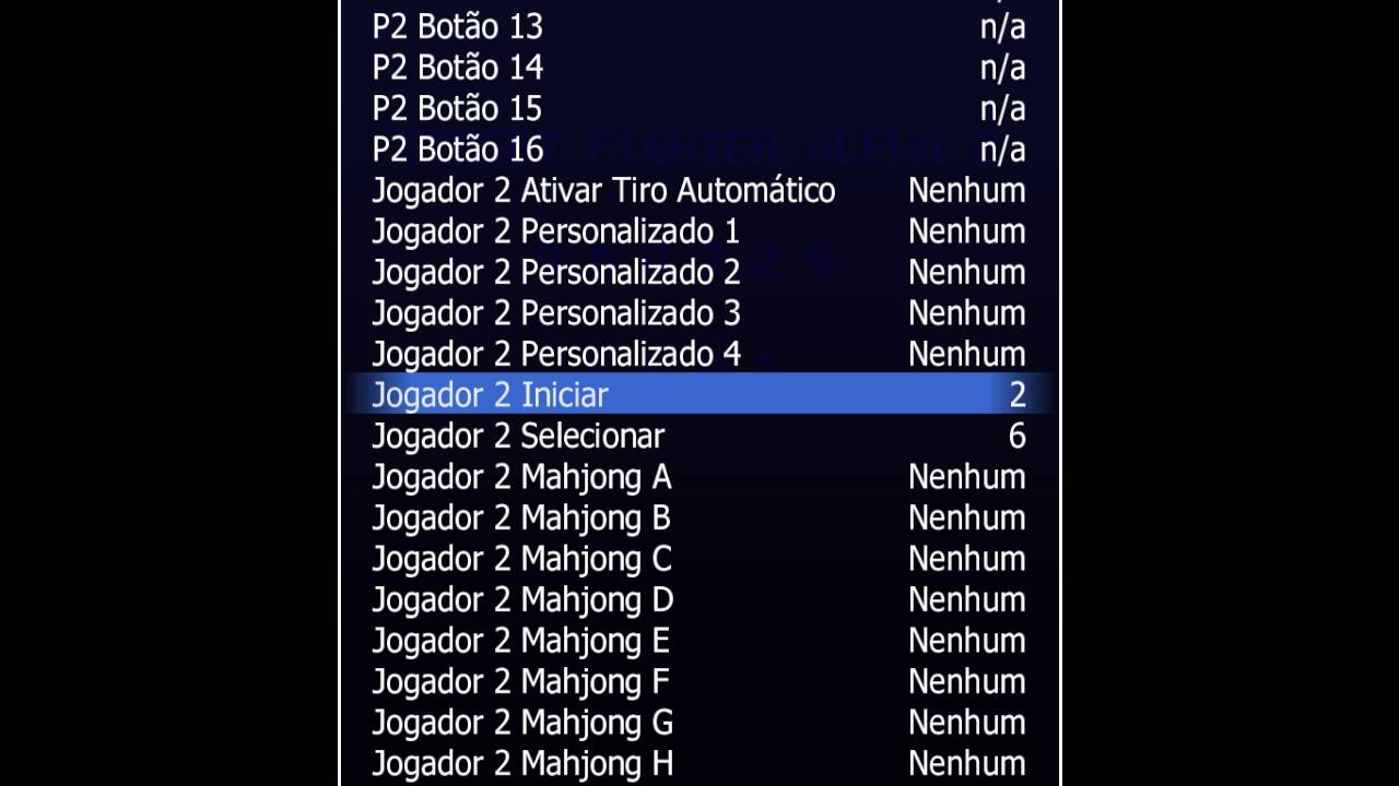 como configurar os controles, botões no mame