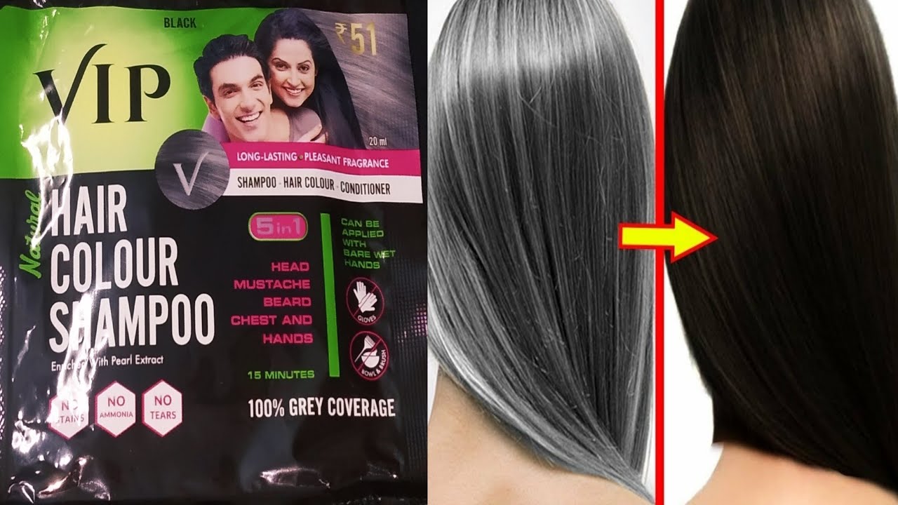 Black Hair Dye VIP Hair Color Shampoo 20ML for Personal