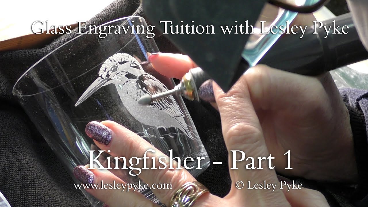 Glass engraving tutorial for beginners, Kingfisher hand engraved on a wine glass part 1 YouTube