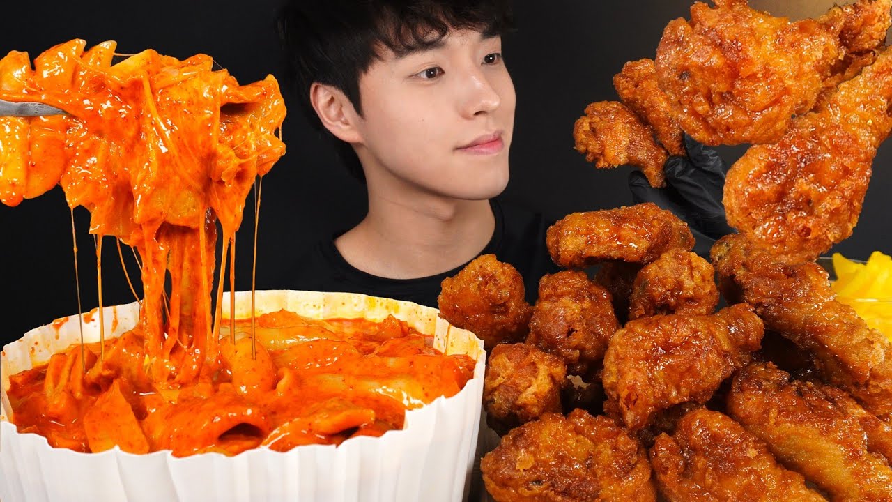 치즈 3번 추가한 엽기떡볶이에 허니콤보 먹방 FRIED CHICKEN & TTEOKBOKKI MUKBANG ASMR EATING SOUNDS
