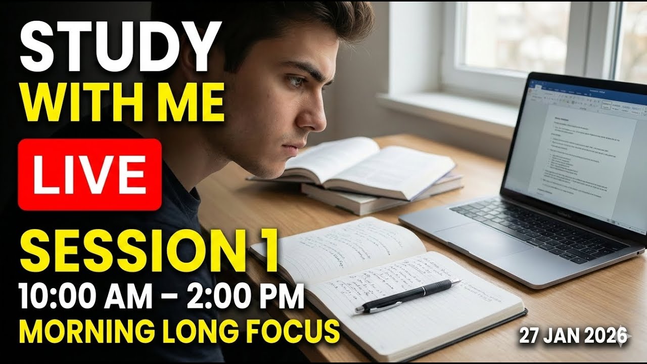 Study With Me LIVE | Session 1 | Morning Long Focus | 10:00 AM – 2:00 PM | No Distraction