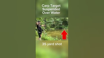 3D Carp Target suspended OVER WATER! 35 yards on a moving target #archery #3darchery #bowhunting