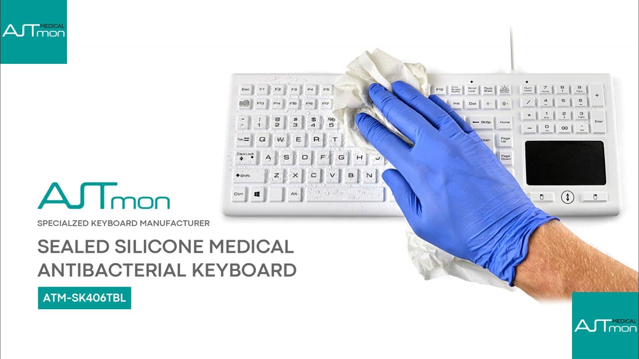 AITmon ATM-SK406TBL Industrial/Medical IP68 Waterproof & Dustproof Backlit Keyboard with Touchpad