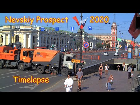 TIMELAPSE Nevskiy Never Speeps 1440p 50fps Невский проспект сутки за 4 минуты 24 июня 2020