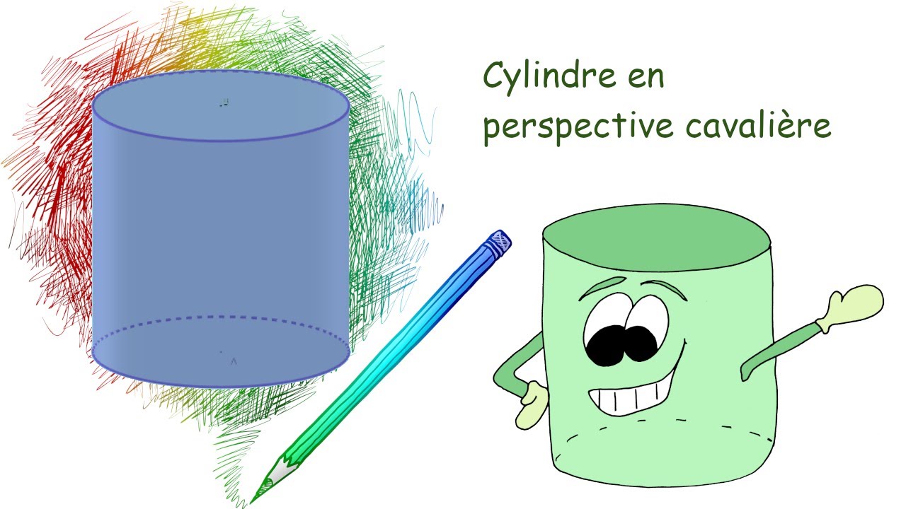 Cylindre en perspective cavalière - Cours cinquième