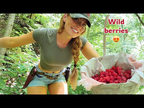 Harvesting WILD RASPBERRIES in the mountains + making preserves / most delicious pastry recipe!!