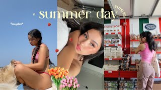 a summer day in my life living alone 🔅 beach day, farmers market, painting outdoors, sunset run