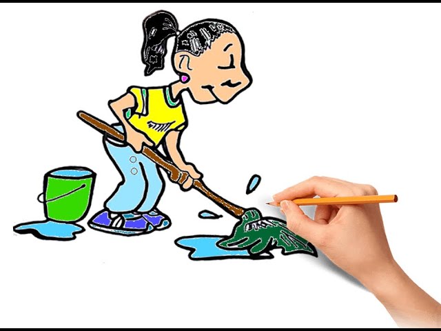 COMO DIBUJAR MI MAMA HACIENDO LIMPIEZA DE LA CASA / DIBUJO FACIL COMO  LIMPIAR LA CASA - thptnganamst.edu.vn