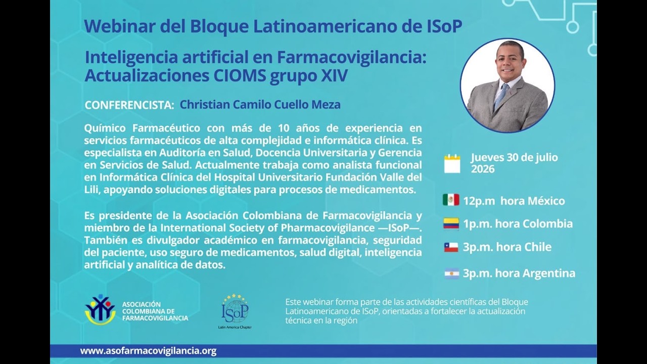Webinar: Inteligencia artificial en Farmacovigilancia: Actualizaciones CIOMS Grupo XIV
