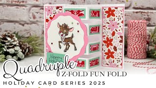 Easy Quadruple Z-Fold | Adorable Red Nose Christmas Card Tutorial