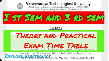 VTU 1st Sem 3rd Sem Exam Time Table | Theory and Practical | VTU First Sem Exam Dates