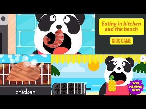 Elliot Panda Eating in kitchen and beach Lingokids game |Boopanpankids