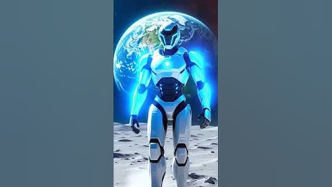 Robot Walking on the Moon  | Stunning AI Generated Space Video with Earth in View | SPACE WONDER