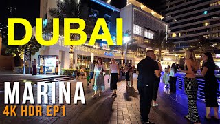 Dubai Marina 4K HDR 🌃 | Luxury Waterfront Walk & Stunning Skyline Views