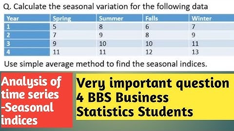 Business statistics important Question 4 BBS 1st year! Analysis of time series! Seasonal index