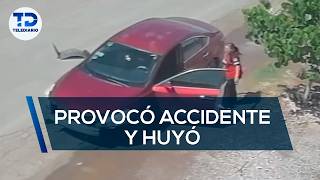 Buscan a mujer que provocó accidente y huyó; quedó grabado