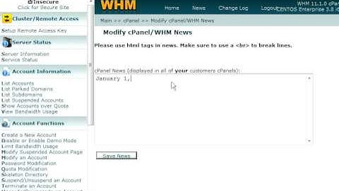 Using cPanel/WHM News features in WHM
