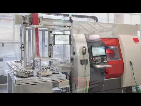EMCOTURN E 65 Single spindle machine with gantry loader and measuring unit