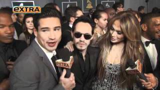 Jennifer Lopez & Marc Anthony 'Extra' interview on the Red Carpet at the 2011 Grammys