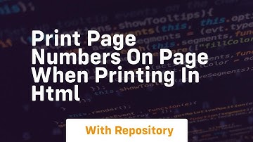 Print page numbers on page when printing in html