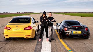 DRAG RACE!! BMW M3 vs ALFA ROMEO 4C  FT. @QUEENB