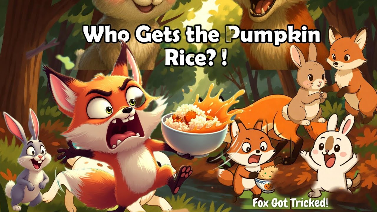 “The Clever Rabbit & The Sneaky Fox – Pumpkin Rice Trick! | Funny Kids Animated Story”