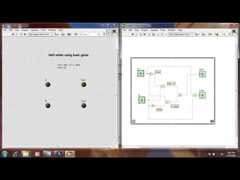 Half adder using basic gates in labview
