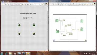 Half adder using basic gates in labview