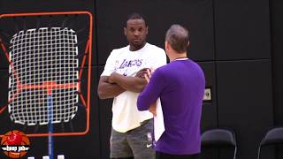 Dion Waiters Chatting With Lakers Coach Frank Vogel After His First Lakers Practice. HoopJab NBA