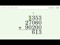 Long Addition Problem 1353 27060 90200: Step-by-Step Video Solution | Tiger Algebra