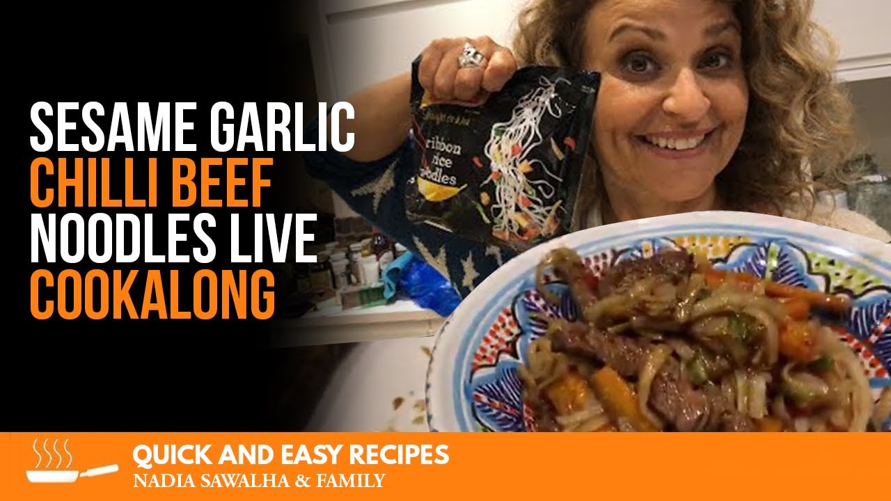 LIVE COOKALONG - Sesame Garlic Chilli Beef Noodles