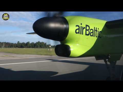 PURE POWER! Q400 Pratt & Whitney Canada PW100 Rocketing out of Riga!!! [AirClips]