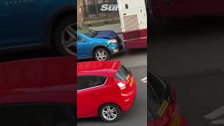 Shocking Moment Driver Repeatedly Smashes Car Into Edinburgh Bus As Baffled Locals Watch On