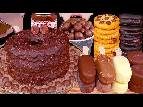 ASMR MALTESERS CHOCOLATE MILK MAGNUM ICE CREAM CAKE OREO NUTELLA DESSERT MUKBANG 먹방咀嚼音 EATING SOUNDS