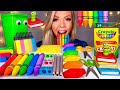 Asmr edible school supplies crayons scissors erasers pencils edible book candy mukbang prank 