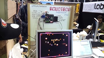 Maker Faire: FPGA-powered Robotron game in the DorkbotPDX booth
