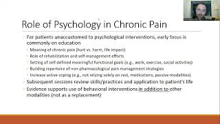 Cognitive-Behavioral Therapy for Pain, An Intro for the Family Medicine Provider