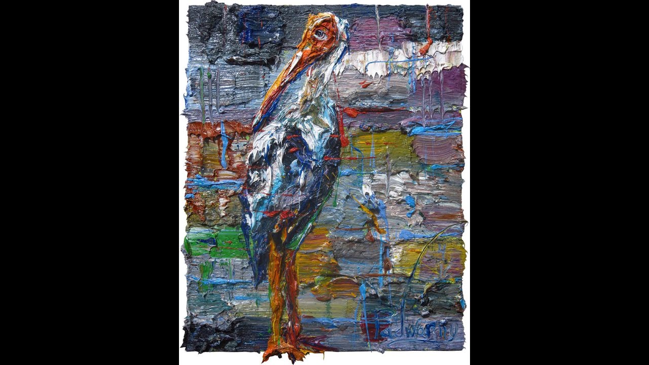 m957 - original oil painting abstract bird wild  impressionist art realism impasto  animal