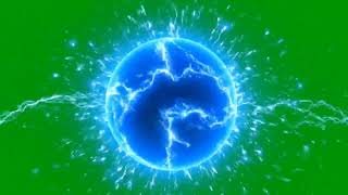 Blue Electric Lightning Energy Ball Green Screen 4K