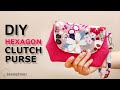 DIY Hexagon Clutch Purse | How to make a bag with Wristlet strap [sewingtimes]