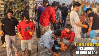 UNCUT -Puneet Superstar And Thara Bhai Joginder, Vicky Thakur Cleaning Juhu Beach In Public Place