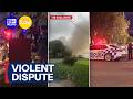 Two people stabbed and a house set on fire in a violent dispute | 9 News Australia